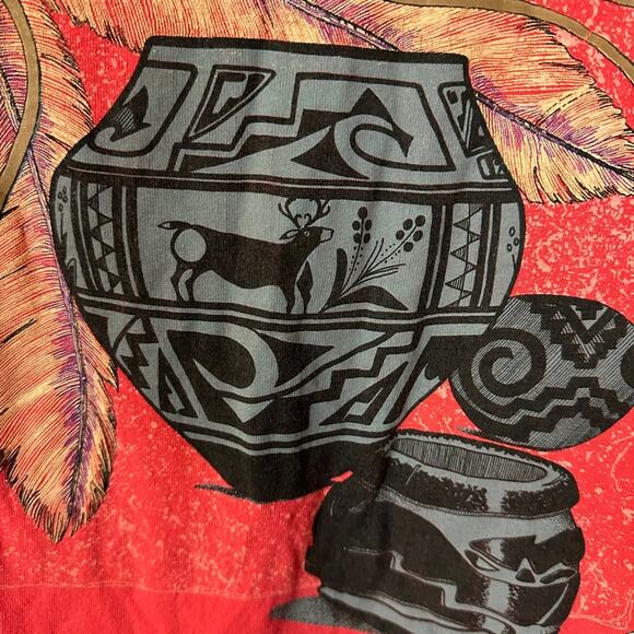 Vintage Southwestern Western Aztec Studded Single Stitch Tee T-Shirt Hazelwood M - Picture 8 of 13